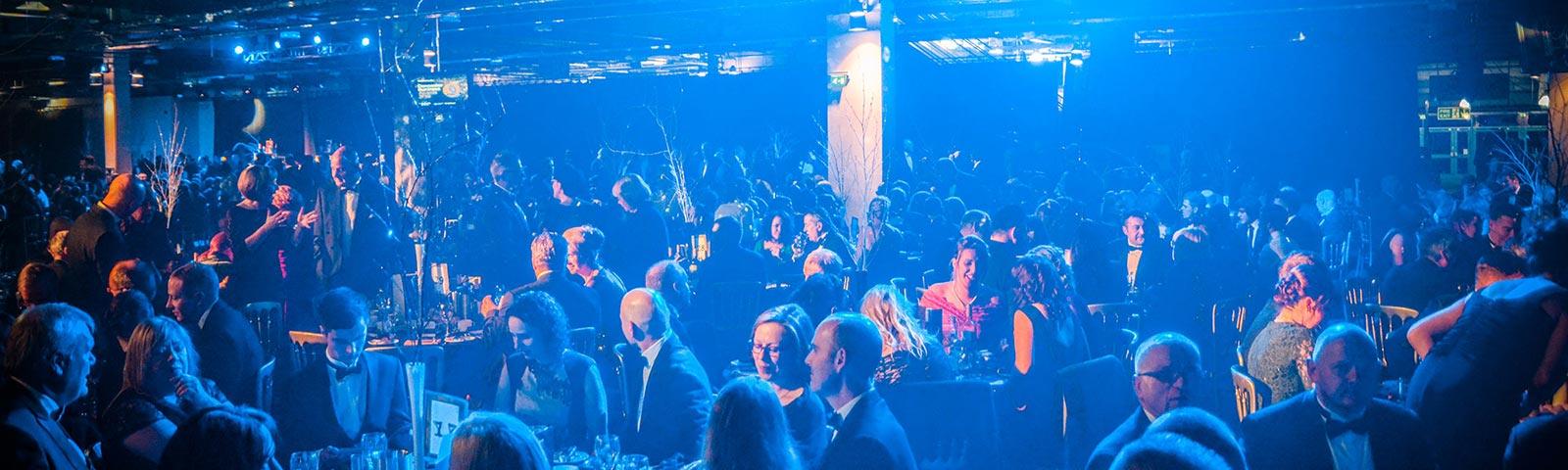 A large crowd celebrate at Doncaster Racecourse.