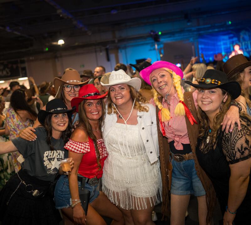 Country-themed hen do group at Doncaster Racecourse 