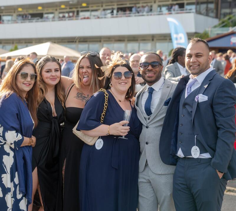 A friend group enjoying Doncaster Races