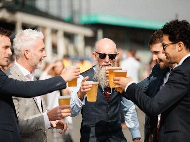 Men enjoying drinks.