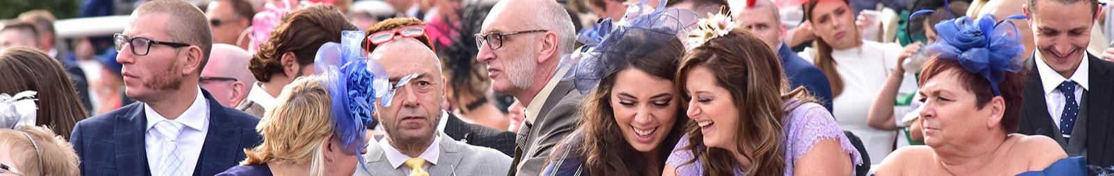 Crowds gathered at Doncaster Racecourse.