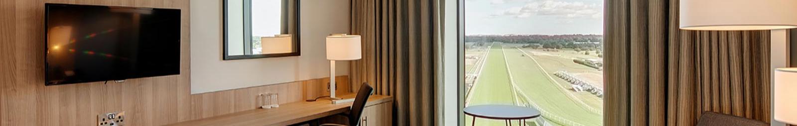An interior view of a room at the Hilton Hotel at Doncaster Racecourse.