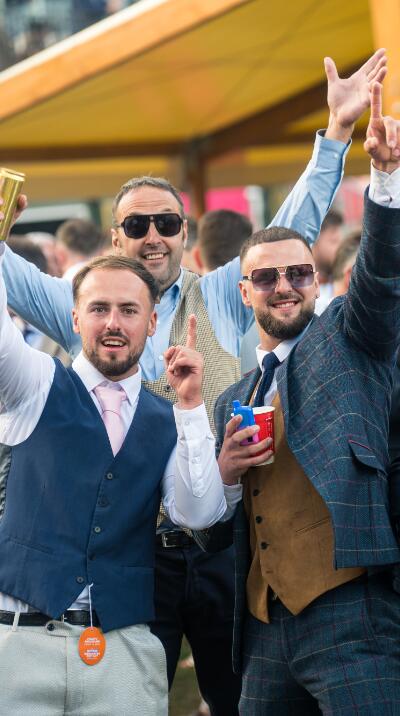 Group of gents enjoying St Leger festival