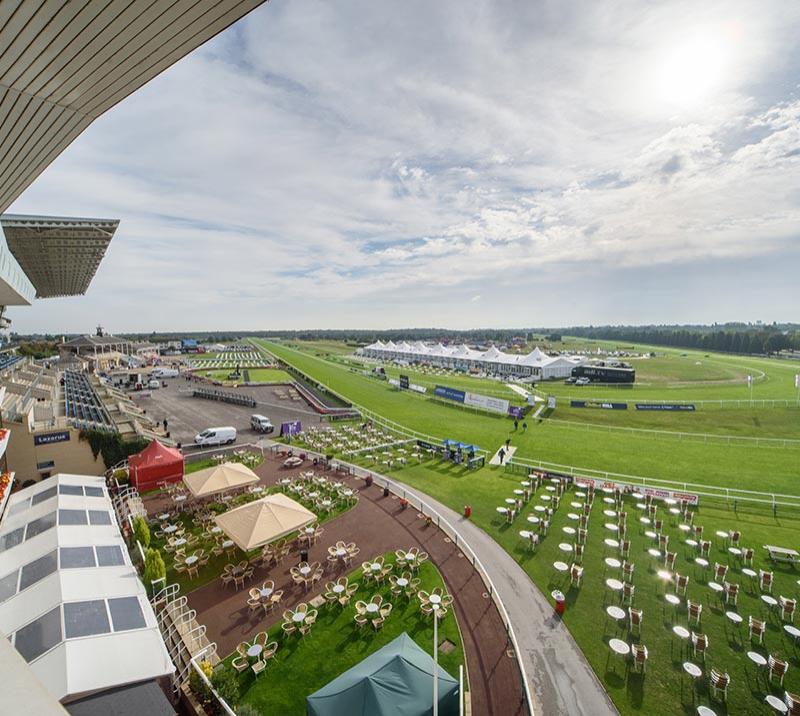 A view from the grandstand looking over Doncaster Racecourse