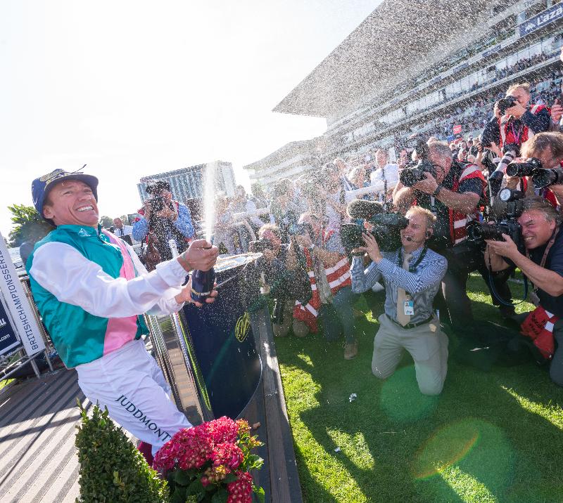 Frankie Dettori after winning the William Hill St Leger Festival 