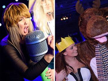 Collage of three photos of party goers at a Christmas Party at Doncaster Racecourse.