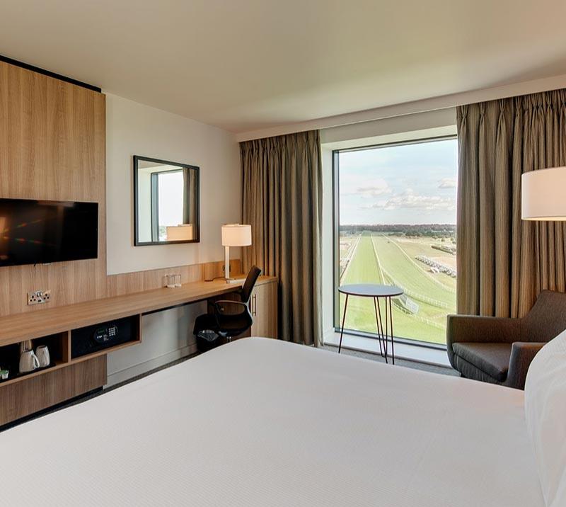 Interior of one of the rooms at Hilton hotel at Doncaster Racecourse.